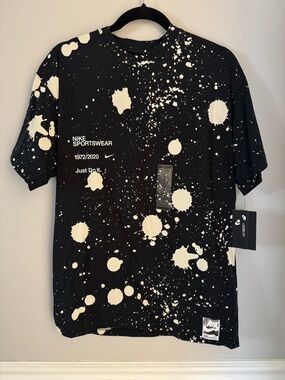 Nike Black Tee with White Paint-Splatter Graphic